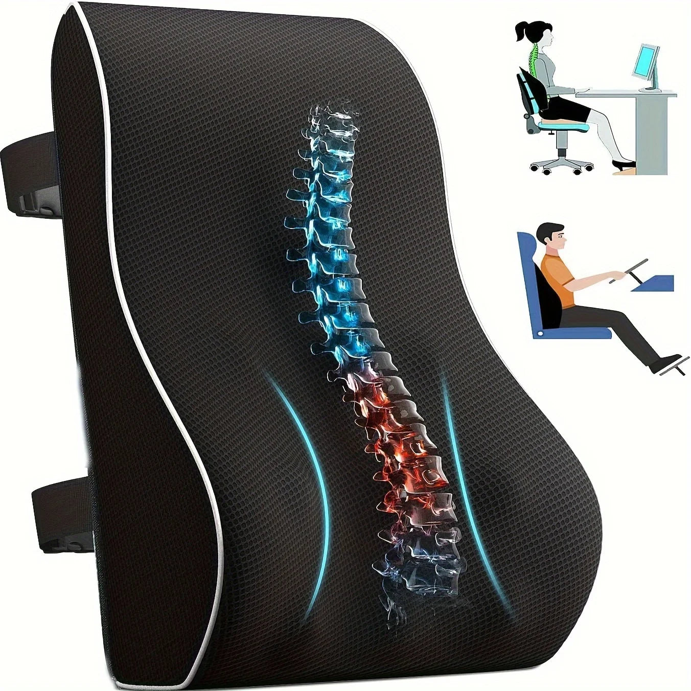 Coussin Lombaire Ergonomique NEROMA — Mousse à Mémoire de Forme