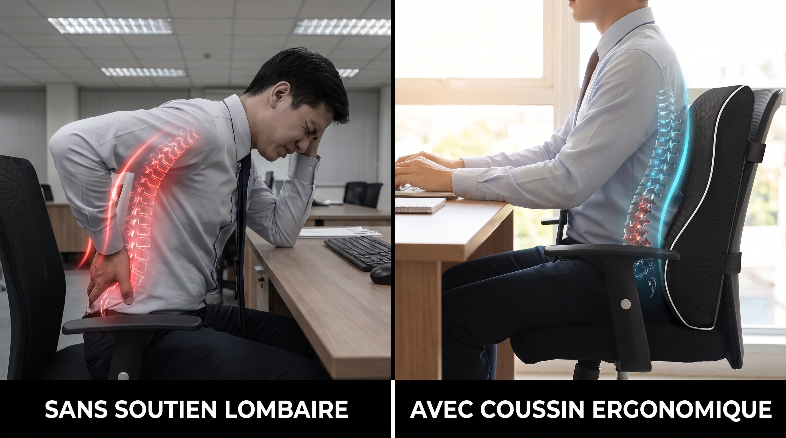 Coussin Lombaire Ergonomique NEROMA — Mousse à Mémoire de Forme