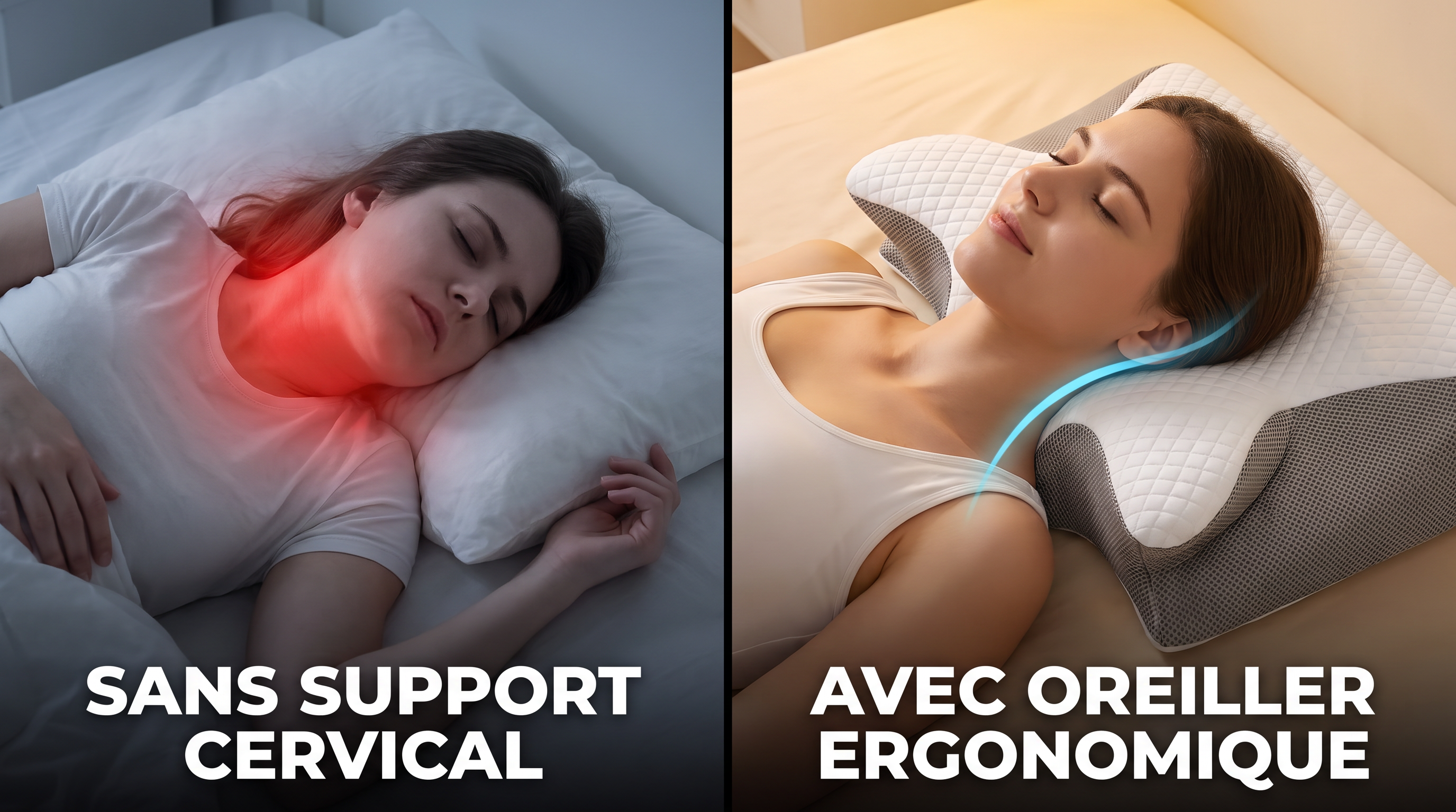 Oreiller Ergonomique Cervical NEROMA — Mousse à Mémoire de Forme